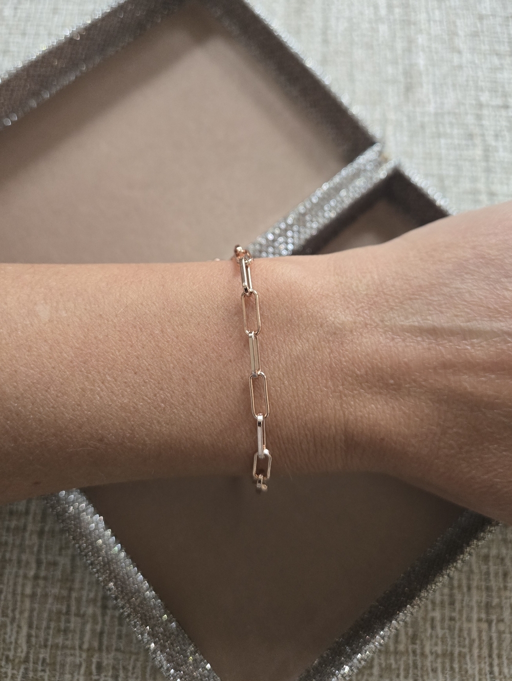 Rose Gold Paperclip Link Bracelet